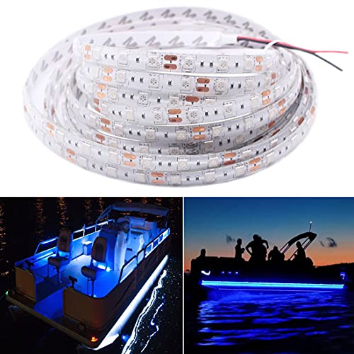 Seaponer Pontoon Boat light, Marine Led Light Strip for Duck Jon Bass Boat Sailboat Kayak, Led Flex Lighting for Boat Deck Light Accent Light Courtesy Interior Lights Fishing Night, 12v, 5m(16.4ft)