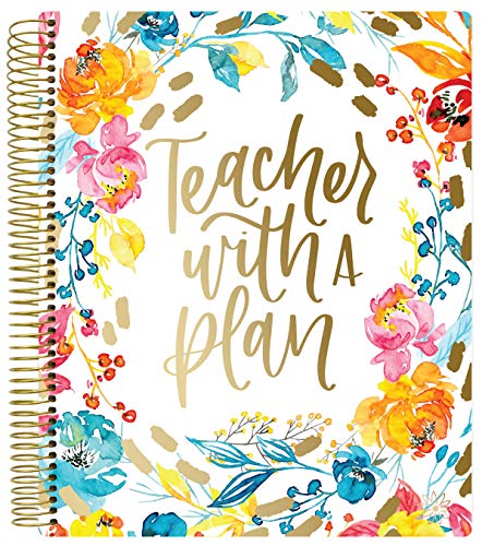 bloom daily planners New Undated Academic Year Teacher Planner & Calendar with Frosted Protective Cover - 7 Period Lesson Plan Organizer Book (9" x 11") - Teacher with a Plan