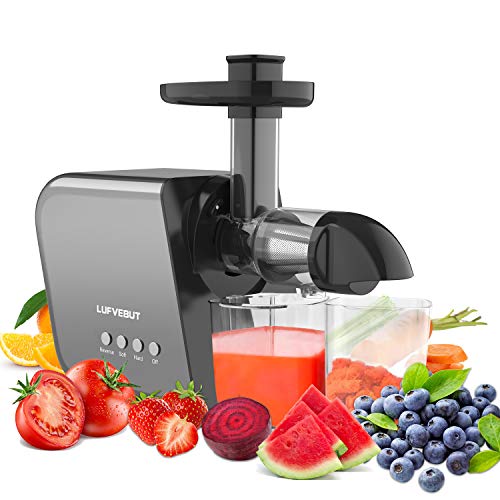 Masticating Slow Juicers for Leafy Greens Tomato Celery Carrot Wheatgrass, Cold Press Slow Juicer Machines Quiet Motor Easy Clean, Vegetable and Fruit Juice Extractor BPA-Free Dry Pulp Dishwasher Safe