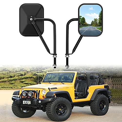 Door Off Mirror Compatible with Jeep Wrangler JK JL & Unlimited, Wider View Easy-Install Door Hinge Side Mirrors for Jeep