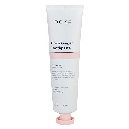 Boka Natural Toothpaste, Fluoride Free - Nano Hydroxyapatite for Remineralizing, Sensitive Teeth, & Whitening - Dentist Recommended for Adult, Kids Oral Care - Coco Ginger, 4oz 1 Pack - Made in USA