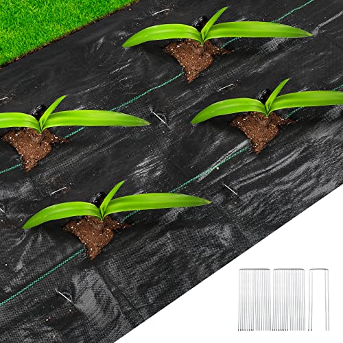 Duerer Weed Barrier Landscape Fabric 3ftx100ft Heavy Duty Woven Weed Control Block Ground Cover Mat for Patios, Garden Bed, Landscaping, Pathways with 20pcs Stakes