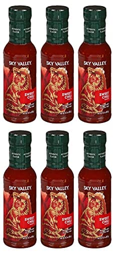 Sky Valley Sweet Chili Sauce - Mild Heat, Thai Sweet Chili Sauce, Used as Eggroll Sauce or Spring Roll Dipping Sauce, Gluten-Free, Non-GMO Verified, Plant-Based, Sweet Spicy Chili Sauce - 14.5 Oz, 6-Pack