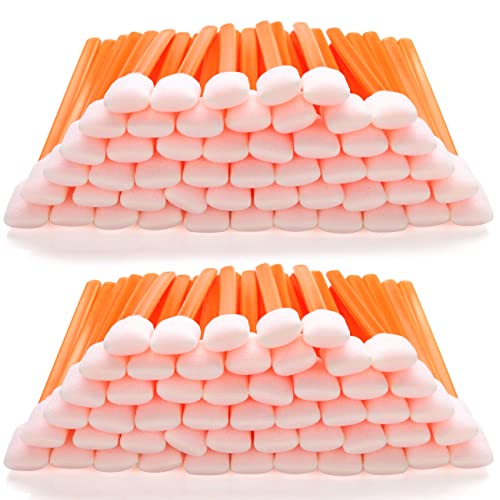 AAwipes Foam Swab Sticks (100 pcs Large Rectangular Foam Tips, 5.25", Orange) Cleanroom Cleaning Swab Sponge Stick for Inkjet Printer, Optical Instruments, Car Detailing