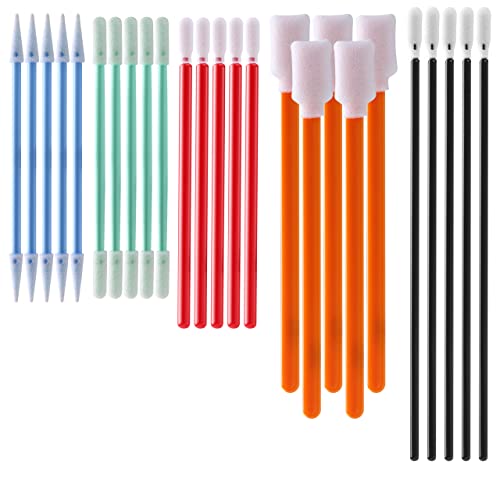 AAwipes Cleanroom Foam Tip Swab Set (5 Various Colors & Styles, 100 Pack) - Assorted Multi-Use Cleaning Swabs for Camera, Optical Lens, Arts & Crafts, Painting, Gun, Printer, Auto Detailing (FC502)