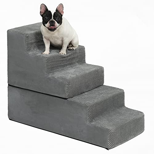 Dog Stairs, Pet Stairs 5-Step Anti-Slip Rubber Bottom Memory Foam Dog Steps with Removable Washable Cover for Smaller & Elder Pets, Sturdy Steps for Dog Under 50 Pounds