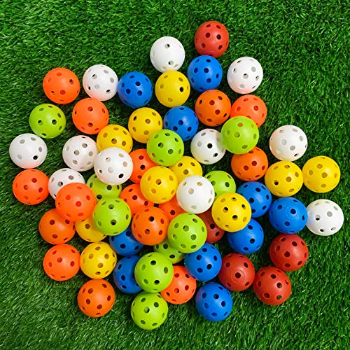 Crestgolf Plastic 50pcs Colored Golf Training Balls  Airflow Hollow 40mm Golf Balls for Driving Range, Swing Practice, Home Use,Pet Play.