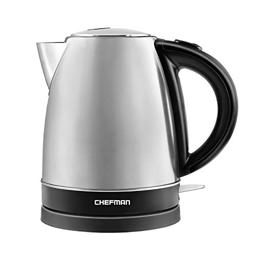 Chefman Stainless Steel Electric Kettle Quickly Heats Water, Separates from Base for Cordless Pouring, Auto Shut Off Boil Dry Protection, BPA-Free Interior & Cool-Touch Handle, 1.7 Liter/1.8 Quart
