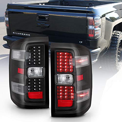 ACANII - For [Incandescent Model] 2014-2018 Chevy Silverado 1500 2500 3500 Black LED Tail Lights Brake Lamps Left+Right