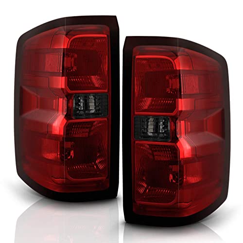 ACANII - For [Incandescent Model Only] 2014-2018 Chevy Silverado 1500 2500HD 3500HD Red Smoked Tail Lights Brake Lamps