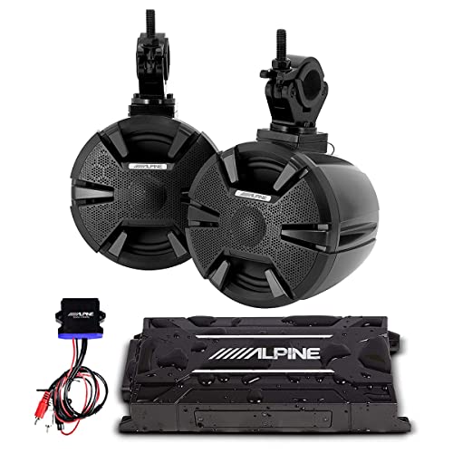 Alpine PSS-SX01 Weather Resistant Side-by-Side Roll Bar Speaker System with Amp and Bluetooth