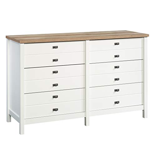 Sauder Cottage Road Dresser, L: 56.77" x W: 19.29" x H: 35.35", Soft White finish