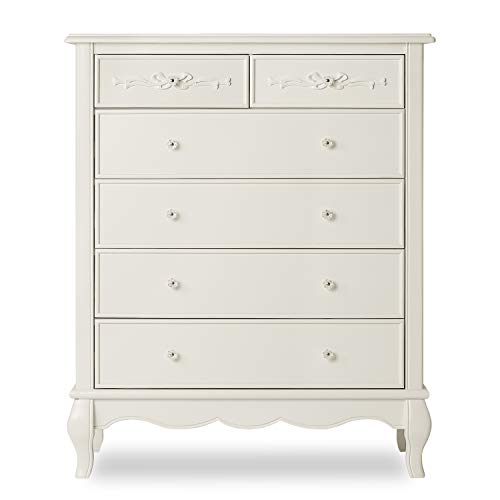 Evolur Aurora 6 Drawer, 40x22x47 Inch (Pack of 1), Ivory Lace (Cream)