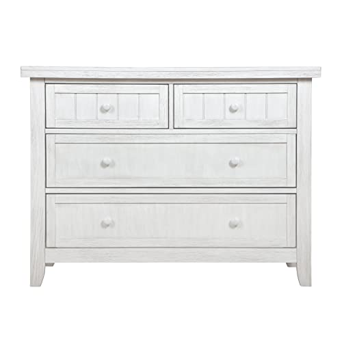 Dream On Me Maple Double Dresser, Kids Bedroom Dresser, Four Drawers Dresser, Farmhouse Modern, Weathered White