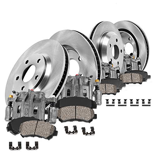 Callahan Front and Rear Calipers and Replacement Brake Disc Rotors and Ceramic Brake Pads + Hardware Kit For 1999 - 2004 Jeep Grand Cherokee Akebono Style 4802