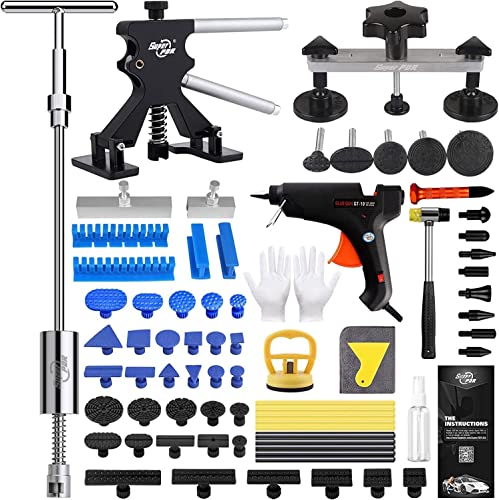 Dent Puller Kit,DIY Paintless Dent Repair at Home - 73PCS Dent Removal Kit with Dent Lifter,2 in 1 Slide Hammer,Aluminum Bridge Dent Puller,PDR Crease Glue Tabs for Car Hail Damage Dent & Ding Remover