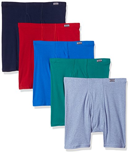 Hanes Men's TAGLESS No Ride Up Boxer Briefs with Comfort Soft Waistband 5-Pack-M-Assorted