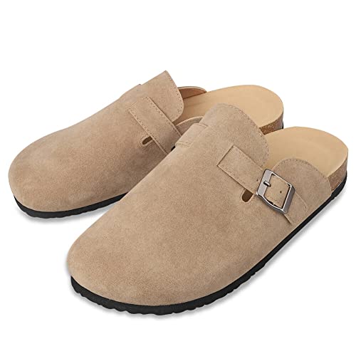 Boston Suede Clogs for Women Men Dupes Unisex Arizona Delano Slip-on Potato Shoes Footbed Cork Clogs and Mules
