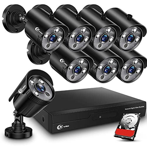 XVIM 8CH 1080P Wired Security Camera System with 1TB Hard Drive, 8pcs HD Outdoor Home Surveillance Cameras Night Vision Remote Access Motion Alert