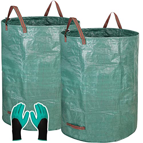 Reusable Yard Waste Bags Heavy Duty,2 Pack 132 Gallons Extra Large Lawn Pool Garden Leaf Waste Bags,Garden Bag for Collecting Leaves,Gardening Clippings Bags,Leaf Container,Trash Bags