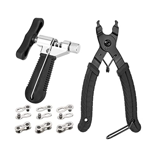 Oumers Bike Link Plier+Chain Breaker Splitter+6 Pairs Bicycle Missing Link, Chain Plier Quick Link Opener Remover Plier for 6/7/8/9/10 Speed Chains Repair | Professional Bike Chain Repair Tool Kit