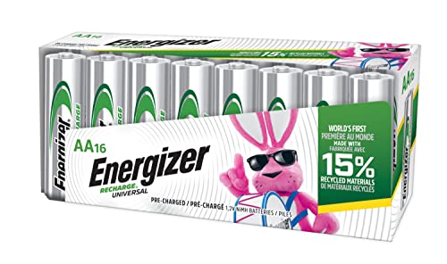 Energizer Rechargeable AA Batteries, Recharge Universal Double A Battery Pre-Charged, 16 Count