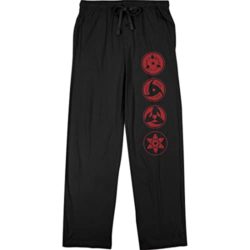 Bioworld Naruto Shippuden Sharingans Mens Black Sleep Pajama Pants-Small