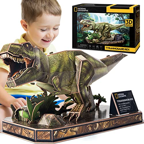 3D Puzzle T-Rex Dinosaur Toys for Kids 5-7 8-12 Puzzles for Kids Ages 4-8 National Geographic Dinosaur Party Favors Park World Decorations, Dinosaur Birthday Party Supplies Tyrannosaurus Rex