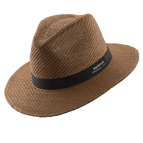 Panama Jack Matte Toyo Ribbon Safari Sun Hat (Brown, Large)