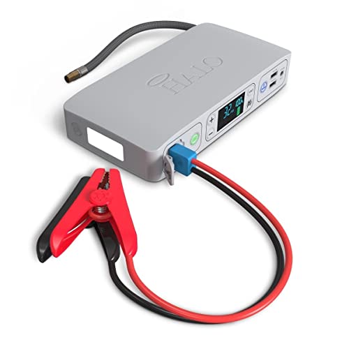 HALO Bolt Air+ with AC Inverter, Portable Vehicle Jump Starter, Air Compressor, & Power Bank, Pearl Gray