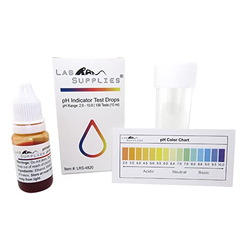 pH Indicator Test Drops, Universal Application (pH 2.0-10.0), 100 Tests| for Drinking Water, Urine, and Saliva | Contains 10 ml Bottle of Solution and 20 ml Screw Top Plastic Bottle