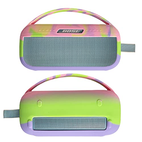 JCHPINE Colorful Silicone Cover Case for for Bose SoundLink Flex Bluetooth Portable Speaker, Protective Skin Sleeve for Bose SoundLink Flex Speaker Accessories (Only Case) (Pink/Purple)