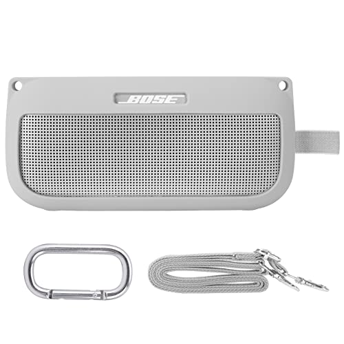 co2CREA Soft Silicone Case Replacement for Bose SoundLink Flex Bluetooth Portable Speaker (Silicone Case, White Smoke Case)