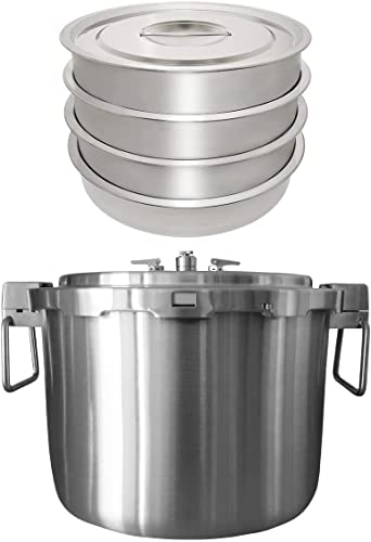 Buffalo QCP435 37-Quart Stainless Steel Pressure Cooker [Commercial series] Bundle With Buffalo Steam Pot Set of 4 pieces