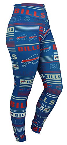 Zubaz NFL Women's Team Color Column Leggings, Lightweight Comfy Legging, Buffalo Bills, X-Large