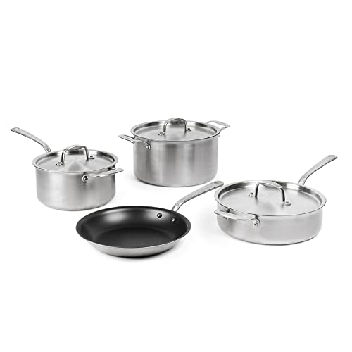 Made In Cookware - 7 Piece Non Stick Pot and Pan Set (Graphite) - 5 Ply Stainless Clad Nonstick - Includes Stock Pot, Saute Pan, Sauce Pan, and Frying Pan - Professional Cookware - Made in USA