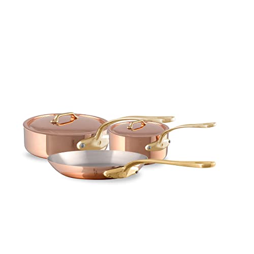 Mauviel M'Heritage M200B 2mm Polished Copper & Stainless Steel 5-Piece Cookware Set With Bronze Handles, Made In France