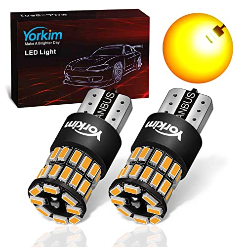 Yorkim 194 LED Bulb Amber, Error Free T10 Led Bulbs Amber 168 LED Bulb Amber for Interior Light Door Courtesy Trunk License Plate Lights, 168 192 2825 W5W LED Replacement Bulbs for 12V Car, Pack of 2