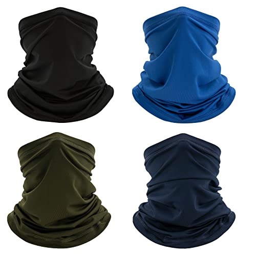 4 Pack Neck Gaiter Breathable Bandana Mask for Outdoor Protection,Washable Reusable Cooling Gator Mask Face Scarf Cover Protect from Dust Sun for Men Women Fishing Cycling Running Gaitor,Solid Color