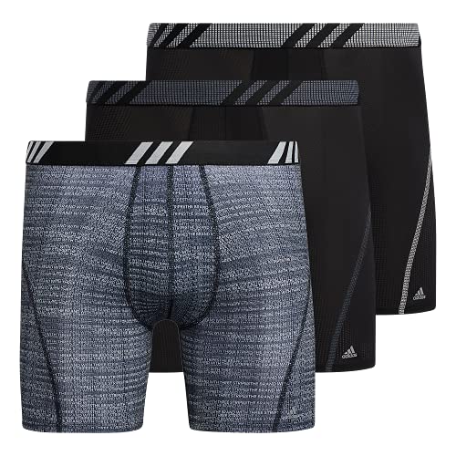 adidas Men's Sport Performance Mesh Boxer Brief Underwear (3-Pack), Illum Black/Onix Grey/Clear Grey, Large