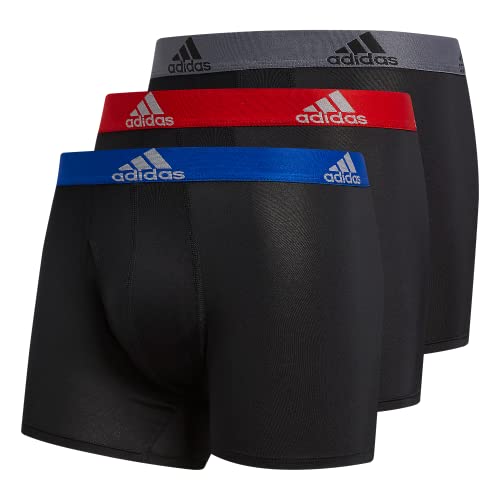 adidas Men's Performance Trunk Underwear (3-Pack), Black/Collegiate Royal Blue/Scarlet Red, Medium