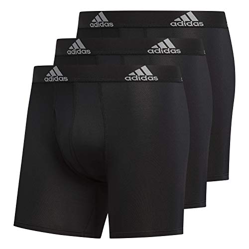 adidas Men's Performance Boxer Brief Underwear (3-Pack), Black/Black Black/Black Black/Black, Large