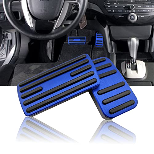 NYZAUTO Anti-Slip Performance Foot Pedal Pads kit Compatible with Honda Accord OdysseyCivic CRV Crosstour Stream,Auto No Drilling Aluminum Brake and Gas Accelerator Pedal Covers (Model A-Blue)