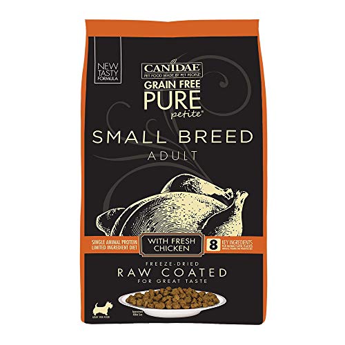 Canidae PURE Petite Limited Ingredient Premium Small Breed Adult Dry Dog Food, Chicken Recipe, Freeze Dried Raw Coated, 4 Pounds, Grain Free