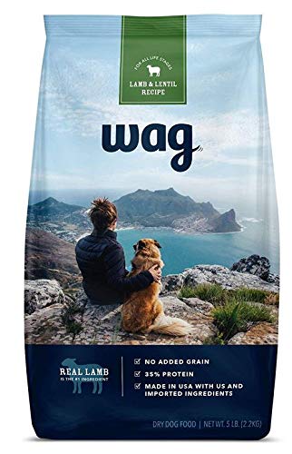 Amazon Brand - Wag High Protein Dry Dog Food Lamb and Lentil Recipe, Grain Free (5 lb. Bag)
