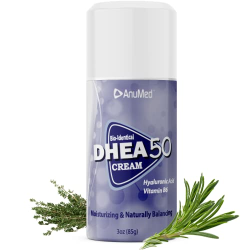 ANUMED - All Natural Bioidentical DHEA 50mg Cream (Dehydroepiandrosterone) + Hyaluronic Acid + Vitamin B6, Essential Oils and Herbs for Hormone Balance, Mood, Energy, Immune System, Overall Health.