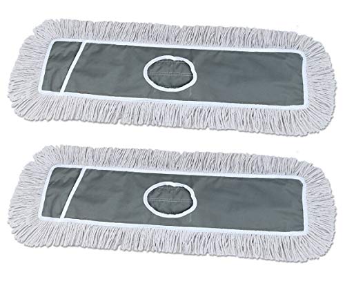 IRONGECKO Premium 24-inch Industrial Class Cotton Wide Dust Mop Head Replacement | for Home, Office, Garage | Attracts Dirt, Dust, Water (Mop Refills - 2 Pack of 24")
