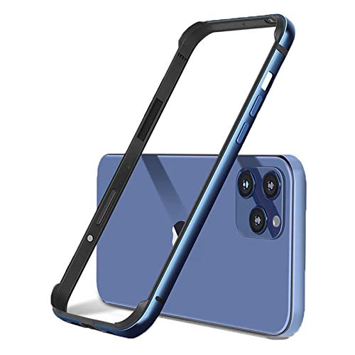 Aluminum Frame Metal Bumper Frame Slim Hard Case Cover for iPhone12 /12Pro, Metal Frame Armor with Soft Inner Bumper, Raised Edge Protection (Blue, 6.1" iPhone 12 or Pro)