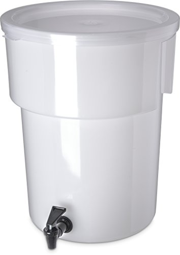 Carlisle FoodService Products Plastic Round Beverage Dispenser, 5 Gallons, White