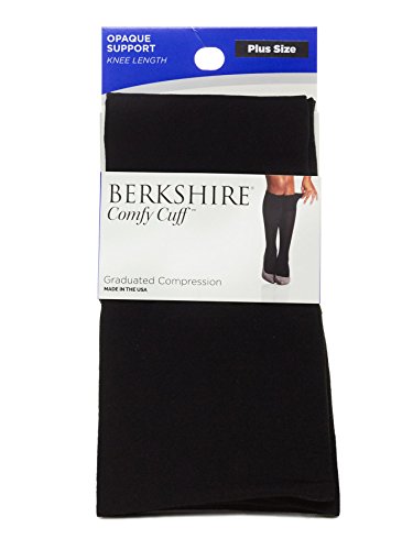 Berkshire Comfy Cuff Plus Opaque Graduated Compression Trouser Socks, Black, Queen Size